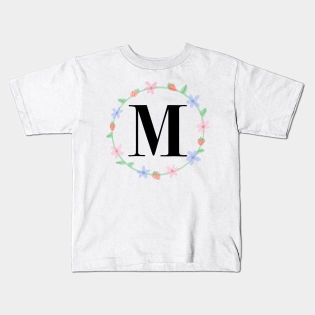 “M” initial Kids T-Shirt by artoftilly